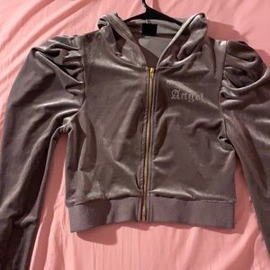 Cropped “Angel” zip-up sweater